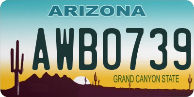 AZ license plate AWB0739