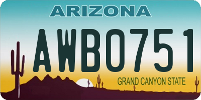 AZ license plate AWB0751