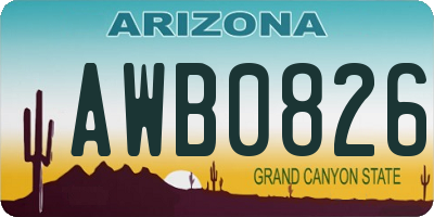 AZ license plate AWB0826