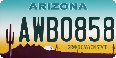 AZ license plate AWB0858