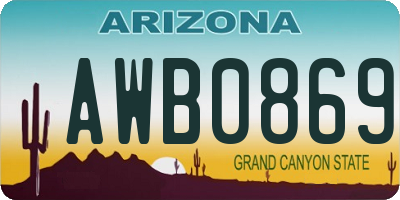 AZ license plate AWB0869
