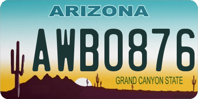 AZ license plate AWB0876