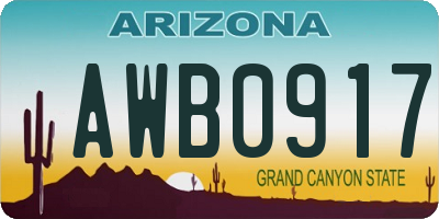 AZ license plate AWB0917