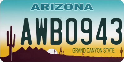 AZ license plate AWB0943