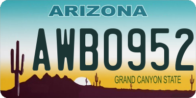 AZ license plate AWB0952