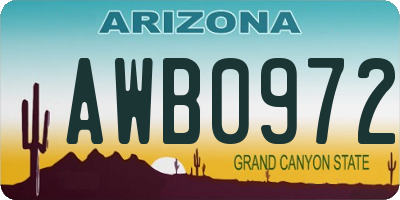 AZ license plate AWB0972