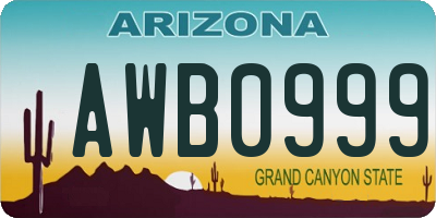 AZ license plate AWB0999