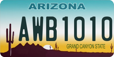 AZ license plate AWB1010