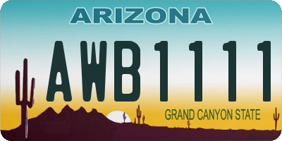 AZ license plate AWB1111
