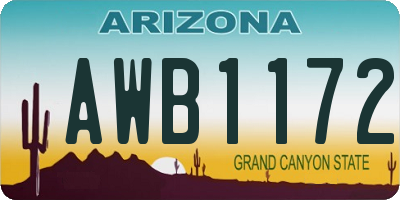 AZ license plate AWB1172