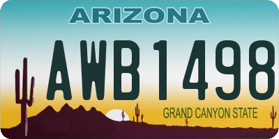 AZ license plate AWB1498