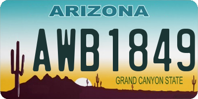 AZ license plate AWB1849