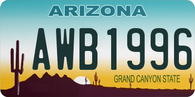 AZ license plate AWB1996