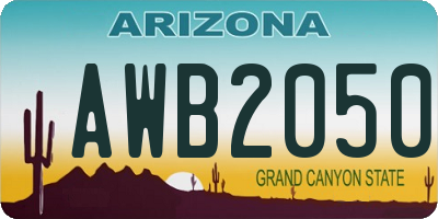AZ license plate AWB2050