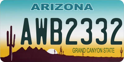 AZ license plate AWB2332