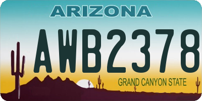 AZ license plate AWB2378