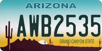 AZ license plate AWB2535