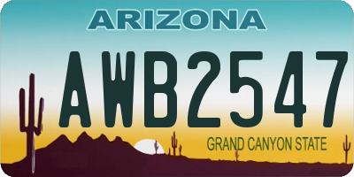 AZ license plate AWB2547