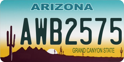 AZ license plate AWB2575