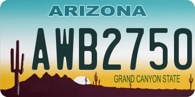 AZ license plate AWB2750