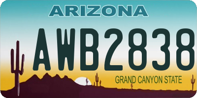 AZ license plate AWB2838