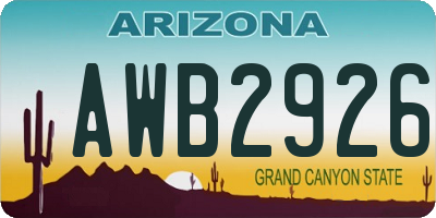 AZ license plate AWB2926