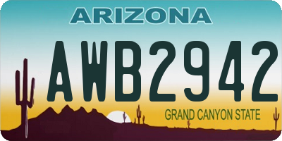 AZ license plate AWB2942