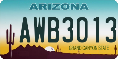 AZ license plate AWB3013