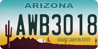 AZ license plate AWB3018