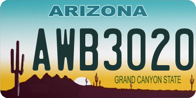 AZ license plate AWB3020