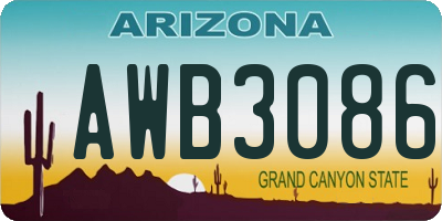 AZ license plate AWB3086