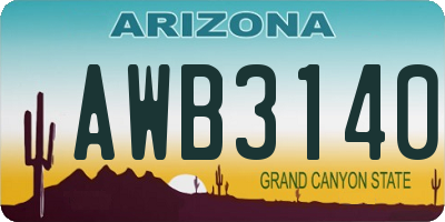 AZ license plate AWB3140