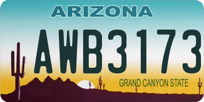AZ license plate AWB3173