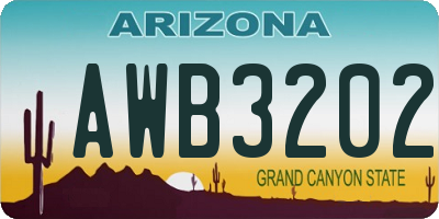AZ license plate AWB3202