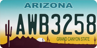 AZ license plate AWB3258