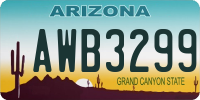 AZ license plate AWB3299