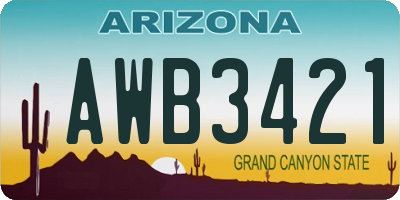 AZ license plate AWB3421