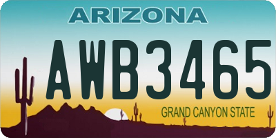 AZ license plate AWB3465