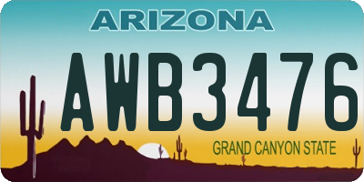 AZ license plate AWB3476