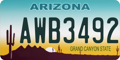 AZ license plate AWB3492