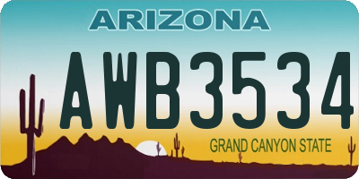 AZ license plate AWB3534