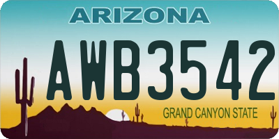 AZ license plate AWB3542