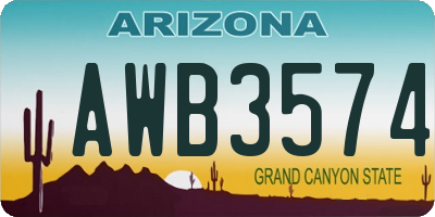AZ license plate AWB3574