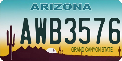 AZ license plate AWB3576