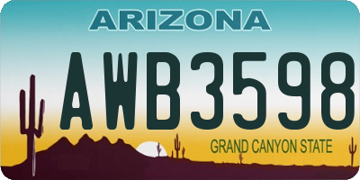 AZ license plate AWB3598