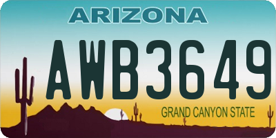 AZ license plate AWB3649