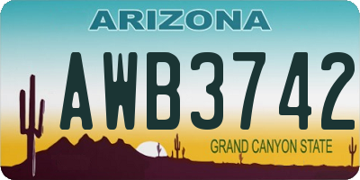 AZ license plate AWB3742