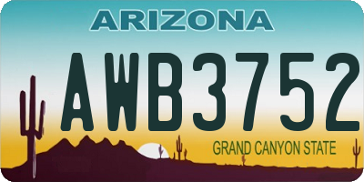 AZ license plate AWB3752