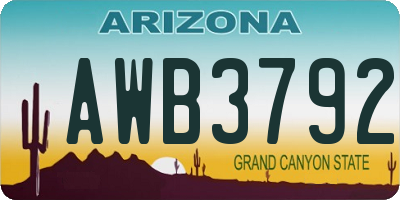 AZ license plate AWB3792