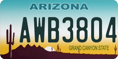 AZ license plate AWB3804
